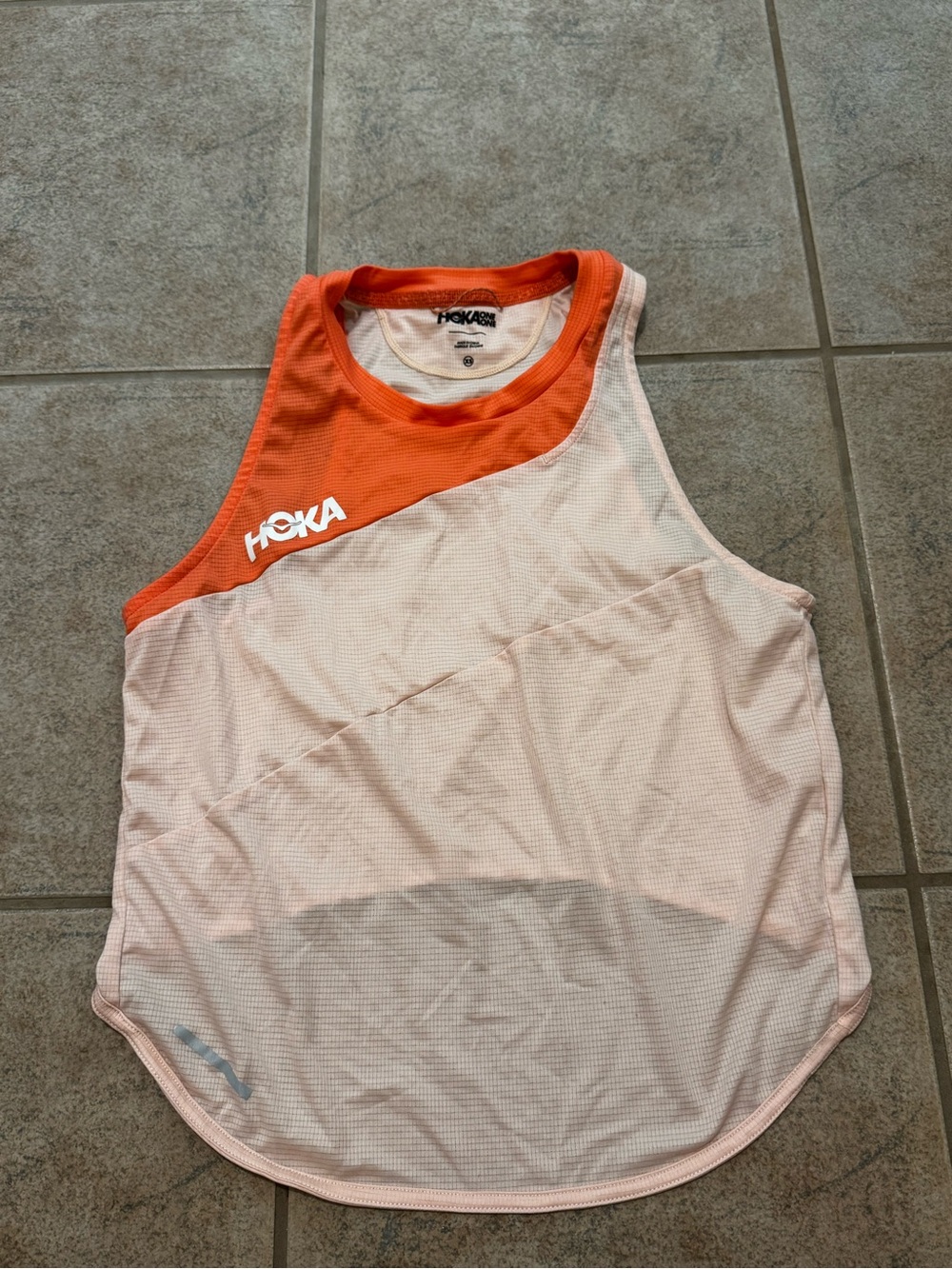 Hoka Women's Orange and Pale Pink Athletic Tank